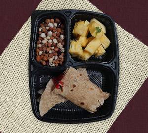 Pineapple, chapathi jam, boiled peanut salad