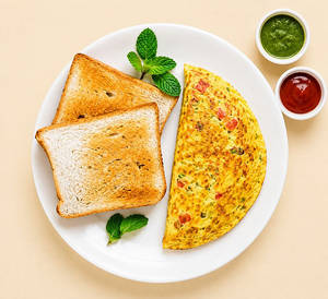 Masala Omelette With 2 Slice Breads