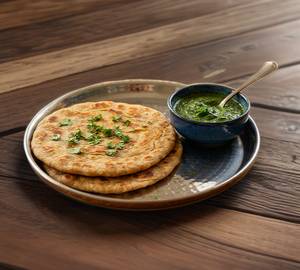 Sattu Paratha 2 Pcs With Fresh Green Chutney (No Onion/Garlic)