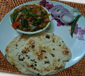Traditional Matar Kulche Plate