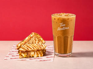 Iced Jaggery Protein Latte & Chicken & Cheese Melt