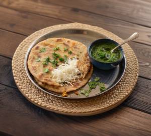 Paneer Paratha 2 Pcs. With Fresh Green Chutney (No Onion/Garlic)