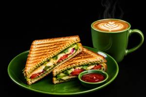 Veg Grilled Sandwich + Hot Coffee