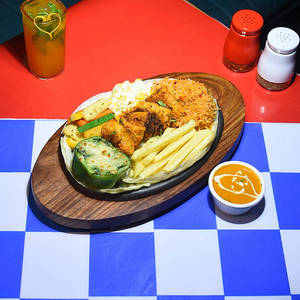 Jain Soya Chaap Sizzler In Paprika Sauce