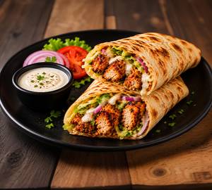 Crispy chicken seekh wrap