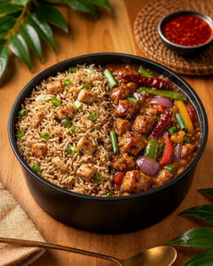 Chicken Fried Rice With Chicken Chilli Gravy