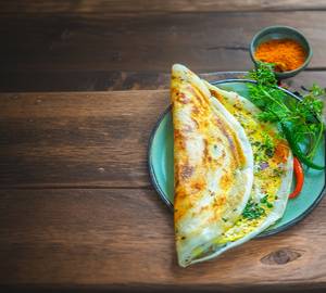 Egg Dosa With Sambar, Chutney