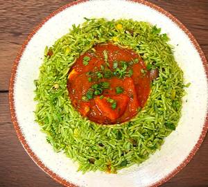 Cilantro Rice with Paneer Skillet