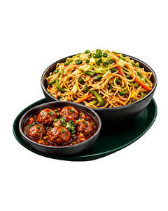Veg Hakka Noodles With Veg Manchurian