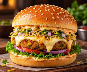 Cheesy Indian Burger