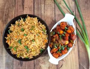 Chilli paneer with veg fried rice