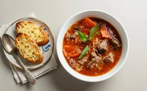French Lamb Soup With Cheesy Bread