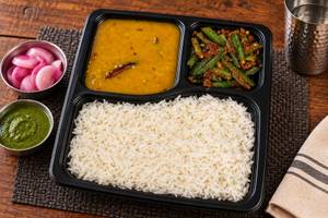 Arahar Dal,Bhindi Masala,Rice