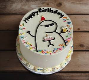 Birthday Vanilla Colour Full Cartoon Cake