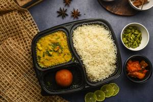 Yellow Dal + Steamed Rice + Gulab Jamun (2 Pcs)