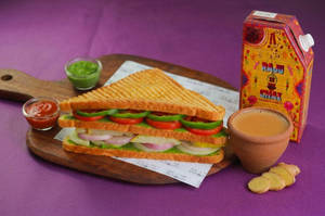 Veg Grilled Sandwich & 2 Kullad Adrak Chai Combo