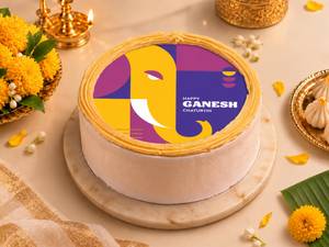 Ganpati Bappa Pineapple Photo Cake - 500Gms
