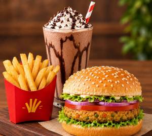 French Fries - 1 (Fried) Chocolate Milk Shake Veg Burger