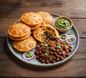 Sattu Puri With Desi Chana Aur Green Chatni