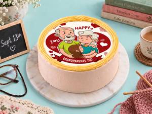 Grandparents’ Day Love Pineapple Photo Cake - 500Gm