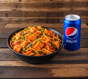 1 paneer chowmein+ 1 small pepsi