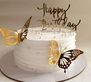 Happy Birthday Golden Butterfly Rasmalai Cake