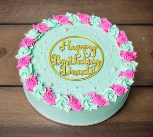 Happy Birthday Colourful Flower Design Butterscotch Cake