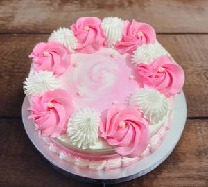 Pink White Design Flower Red Velvet Cake