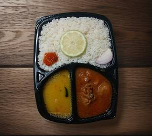 Steam Rice + Chicken Curry(2 Pcs) + Dal + Pickles+ Lemon + Onion