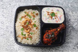 Ghee Rice + Chicken Fry(1 Piece)+ Raitha Mini Box
