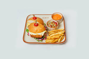 Fermented Hot Sauce Fried Chicken Burger