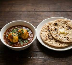 Egg Curry With 2 Tawa Roti