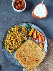 Dinner  paneer bhurji + chapati [2 pieces]