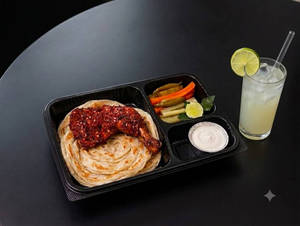 Porotta(3 Nos.)+ Naadan Eri Pori Al-faham(spicy) + Salad+ Sauces+ Lime Meal