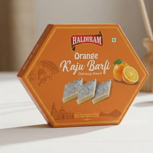 Orange Kaju Barfi 200gm Box