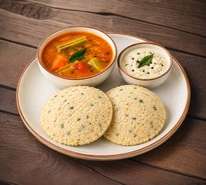 Oats Moong Idli With Sambhar [2 Pieces]