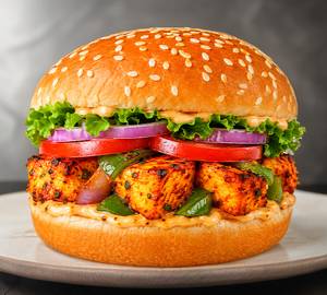 Paneer tikka burger pizza