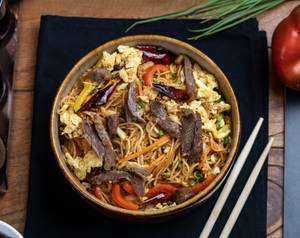 Spicy Sichuan Style Whole Wheat Noodles With Mutton