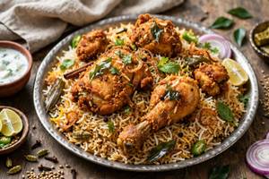 Chicken fry piece biryani full