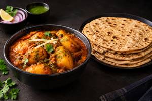 Aloo Dum(Serve 1 ) + Tawa Roti (4 pieces)