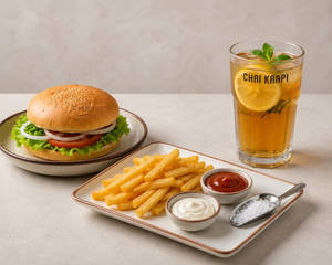 Tom Mayo Burger + Salted Fries + Lemon Ice Tea