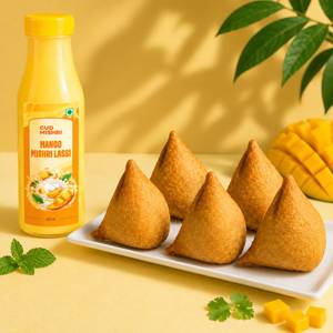 Whole Wheat Samosa [5 Pieces] + Mango Mishri Lassi