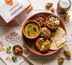 Mix Dal Fry + Butter Bati 2 + Salad + Papad + Achar
