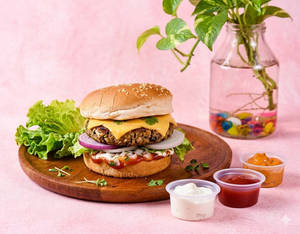 MUSHROOM  TIKKI CHEESE BURGER .