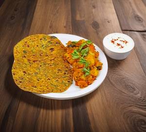 3 Thepla + Sukhi Bhaji + Curd