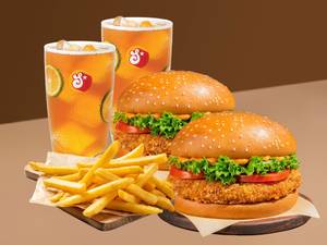 Crispy Garden Burger Meal For 2