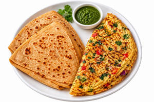 Double Egg Omelette Tikona Paratha