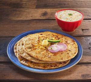 2 Onion Paratha With Dahi  With Achar