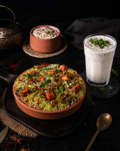 Koyla Smoked Paneer Tikka Biryani (600gms) + Spiced Buttermilk