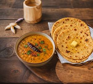 Dal Tadka With 4 Tawa Butter Roti + Sweet Lassi